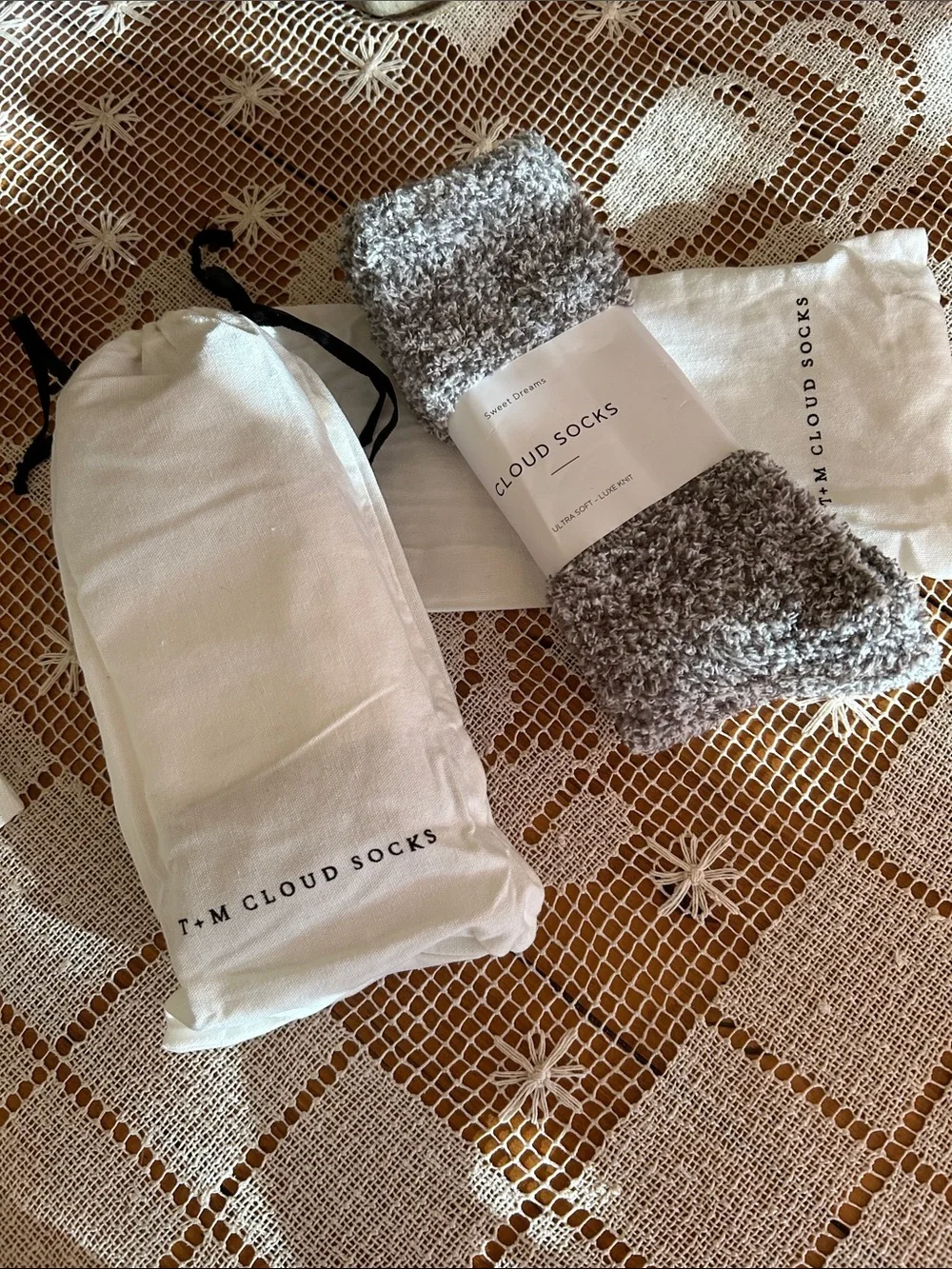 T+M Cloud Socks Plush Gray Cozy Socks New Two pairs